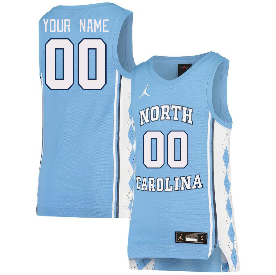 Custom North Carolina Tar Heels Name And Number College Basketball Jerseys Stitched-Carolina Blue